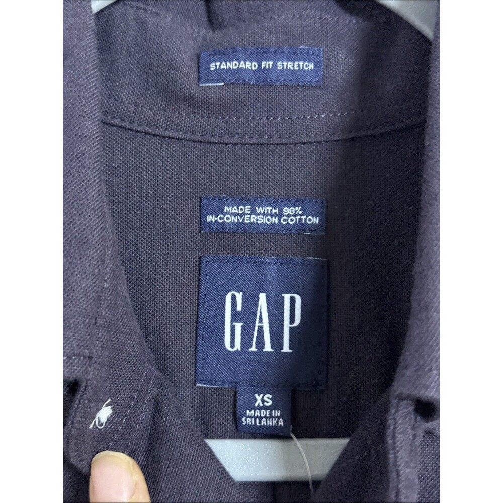 New $60 Gap Men's Long Sleeve Shirt Deep Grape Standard Fit Stretch Size XS - Picture 3 of 8